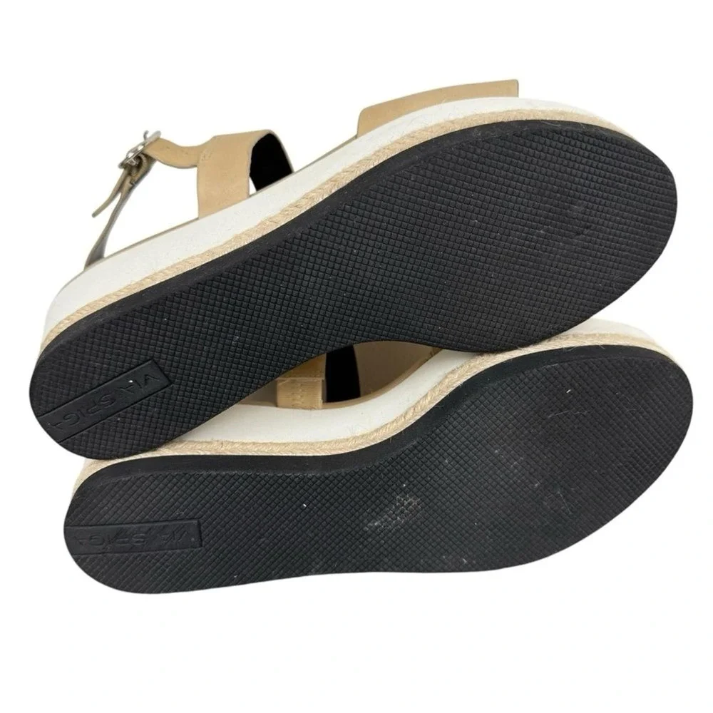 Via Spiga Tan Leather Espadrille Platform Wedge Sandals Slingback Women 8.5